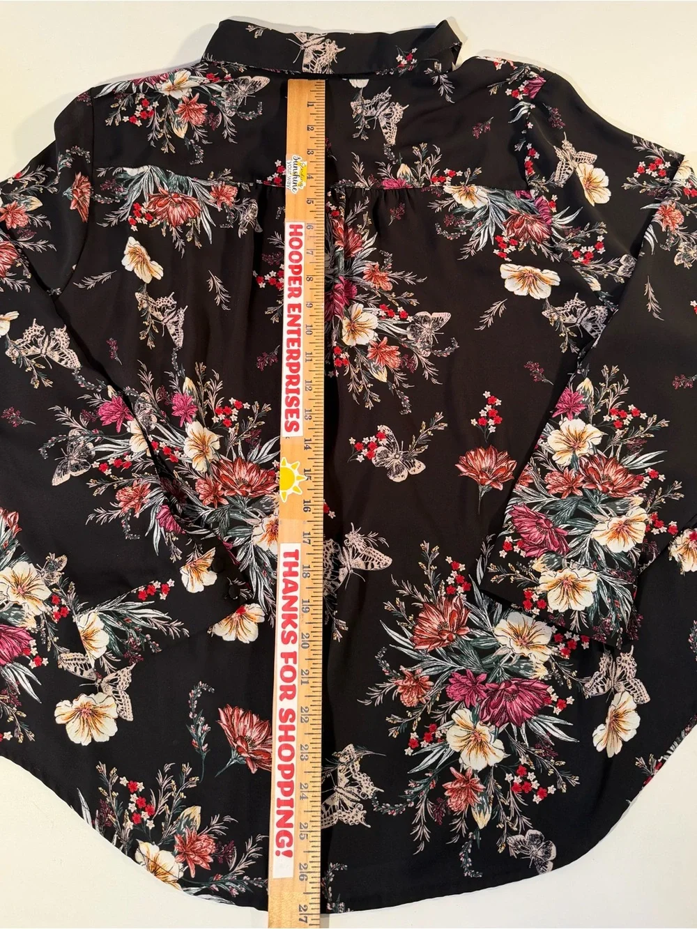 Torrid Women’s 1 14-16 Floral Butterfly Button Down Chiffon Tunic Blouse Shirt - Picture 10 of 11